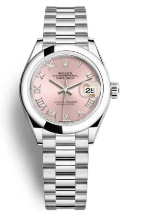 Rolex Lady-Datejust Pink Dial Automatic Platinum President Watch 279166PRP