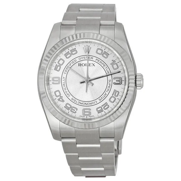 Rolex Oyster Perpetual 36 mm Silver Concentric Dial Stainless Steel Bracelet Automatic Men's Watch 116034SCAO
