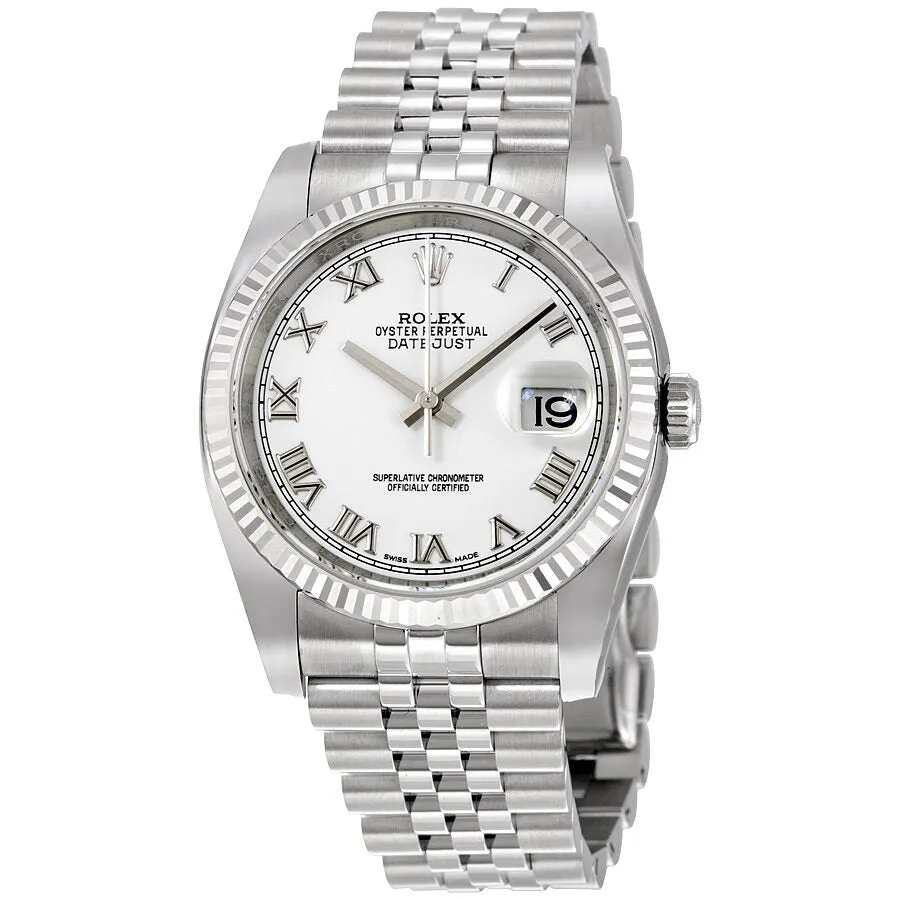 Rolex Oyster Perpetual 36 mm White Dial Stainless Steel Jubilee Bracelet Automatic Men's Watch 116234WRJ