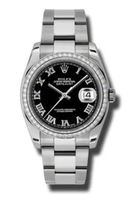 Rolex Oyster Perpetual Datejust 36 Black Dial Stainless Steel Bracelet Automatic Ladies Watch 116244BKRO