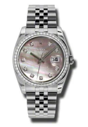 Rolex Oyster Perpetual Datejust 36 Black Mother of Pearl Dial Stainless Steel Jubilee Bracelet Automatic Ladies Watch 116244BKMDJ