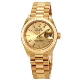 Rolex Oyster Perpetual Datejust Champagne Dial 18 Carat Yellow Gold President Automatic Men's Watch 279178CSP