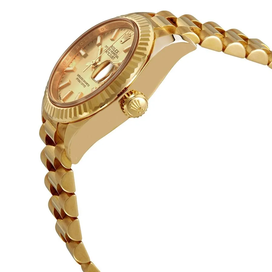 Rolex Oyster Perpetual Datejust Champagne Dial 18 Carat Yellow Gold President Automatic Men's Watch 279178CSP