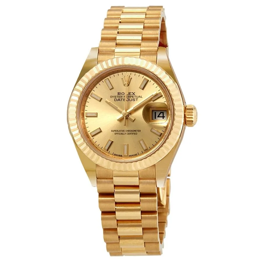 Rolex Oyster Perpetual Datejust Champagne Dial 18 Carat Yellow Gold President Automatic Men's Watch 279178CSP