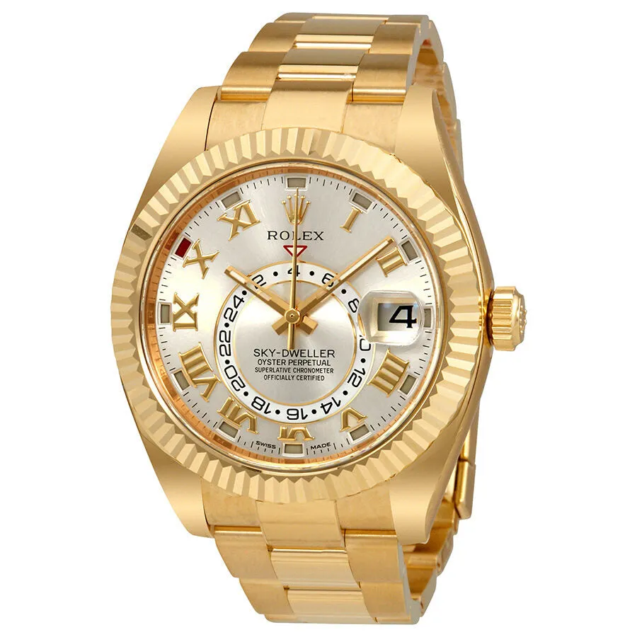 Rolex Sky Dweller Silver Dial 18kt Yellow Gold Oyster Men's Watch 326938SRO