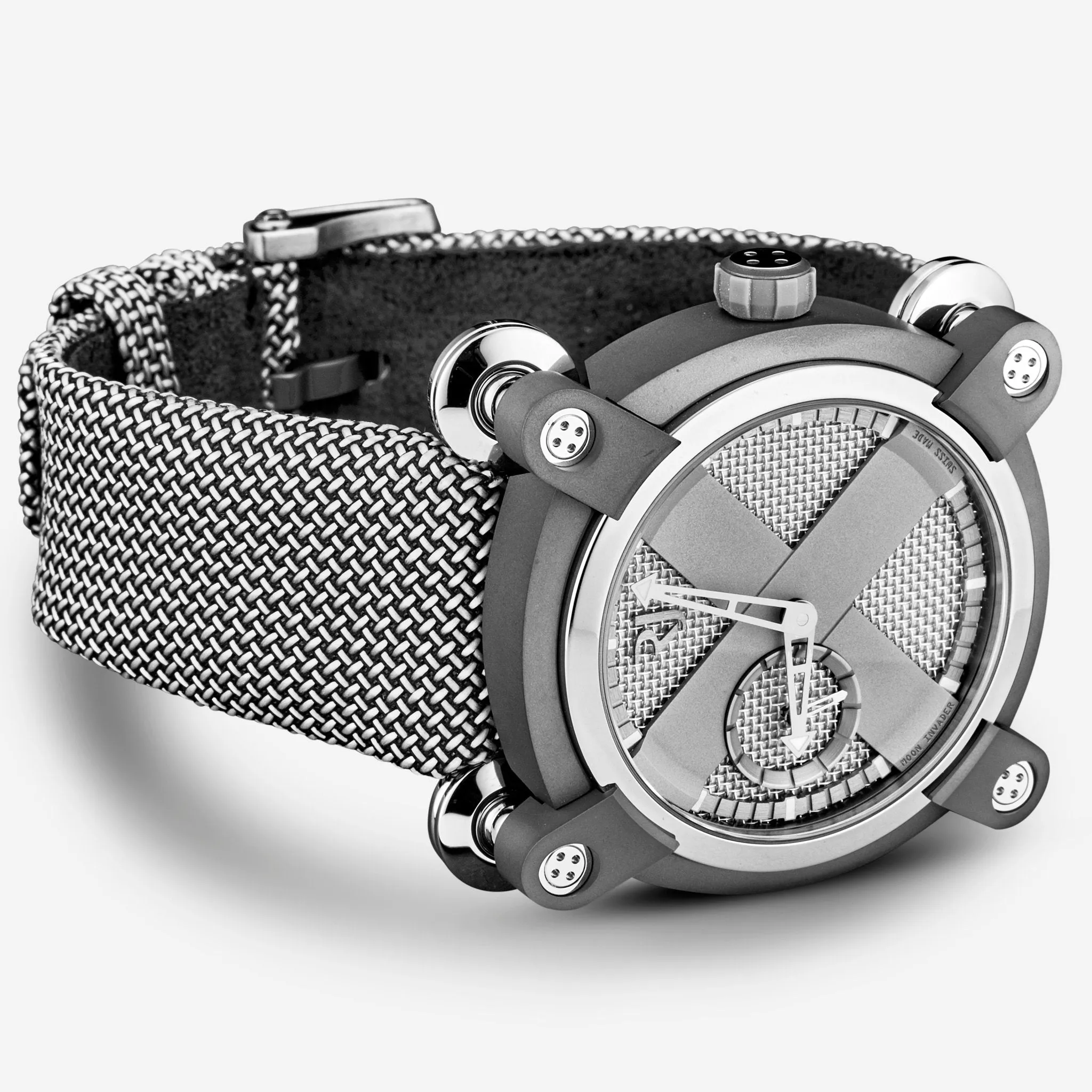 Romain Jerome Moon Invader Grey Dial Fabric Strap Titanium Automatic Men's Watch RJ.M.AU.IN.020.03