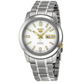 Seiko 5 Automatic Stainless Steel White Dial Men's Watch SNKK07
