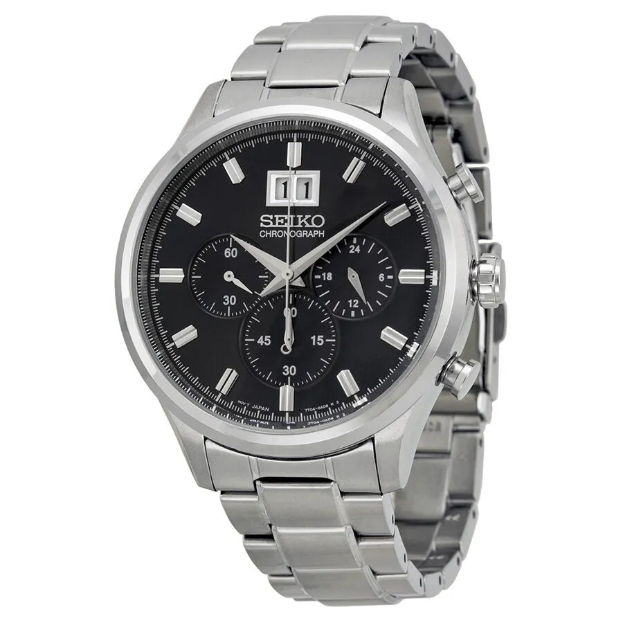 Seiko Chronograph Metallic Blue Dial Stainless Steel Men's Watch SPC081