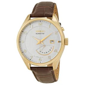 Seiko Kinetic White Dial Brown Leather Men's Watch SRN052