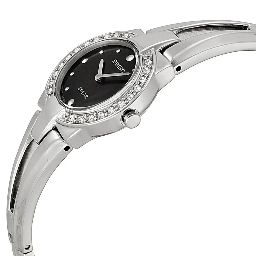Seiko Solar Black Dial Stainless Steel Ladies Watch SUP205