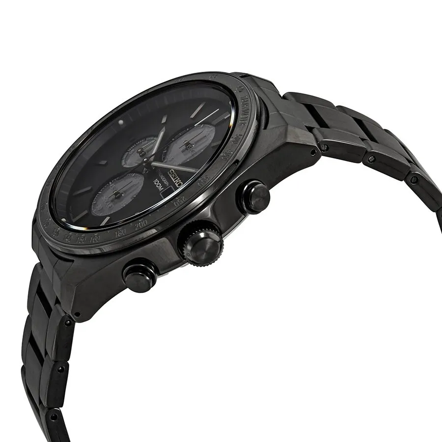 Seiko Solar Chronograph Quartz Black Dial Men's Watch SSC721
