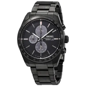 Seiko Solar Chronograph Quartz Black Dial Men's Watch SSC721