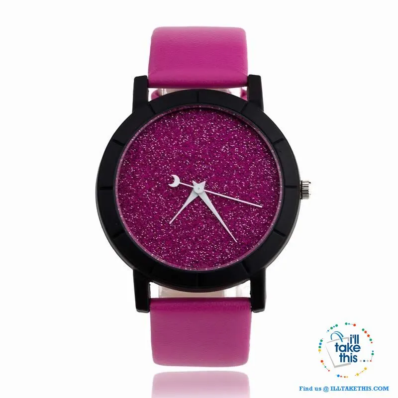 Shimmering Moon Star style Ladies wrist Watches - 5 Color options