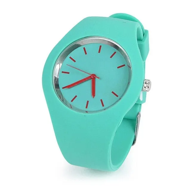 Sidiou Group Sport Ultra-Thin Watch Women Band Analog Jelly Silicone Soft Quartz