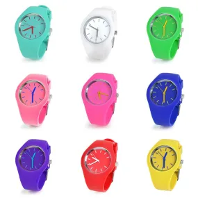 Sidiou Group Sport Ultra-Thin Watch Women Band Analog Jelly Silicone Soft Quartz