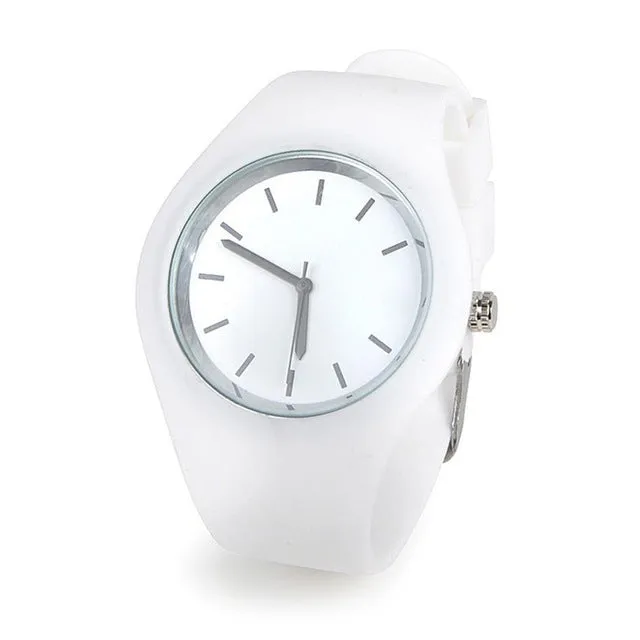Sidiou Group Sport Ultra-Thin Watch Women Band Analog Jelly Silicone Soft Quartz