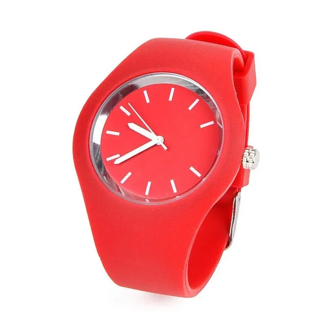 Sidiou Group Sport Ultra-Thin Watch Women Band Analog Jelly Silicone Soft Quartz