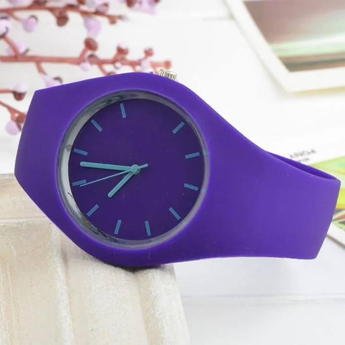 Sidiou Group Sport Ultra-Thin Watch Women Band Analog Jelly Silicone Soft Quartz