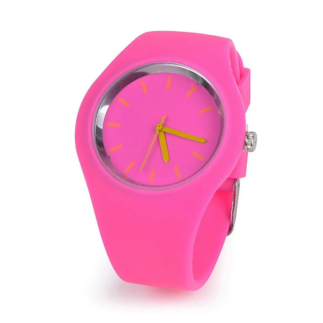 Sidiou Group Sport Ultra-Thin Watch Women Band Analog Jelly Silicone Soft Quartz