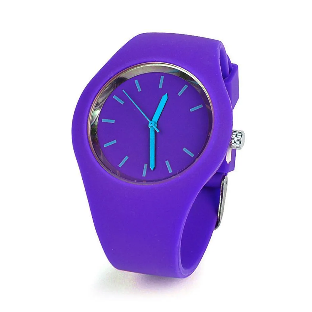 Sidiou Group Sport Ultra-Thin Watch Women Band Analog Jelly Silicone Soft Quartz
