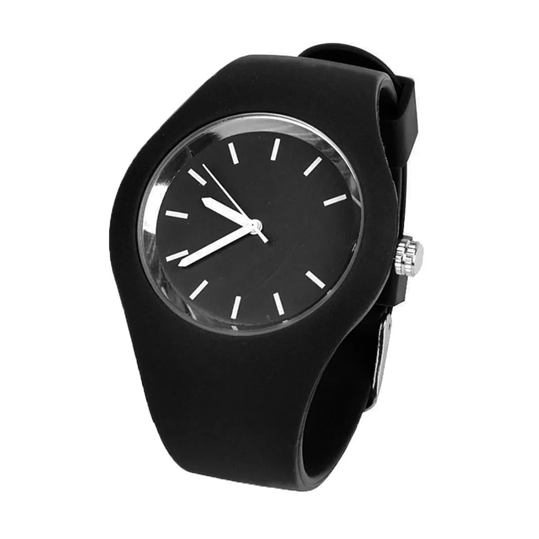 Sidiou Group Sport Ultra-Thin Watch Women Band Analog Jelly Silicone Soft Quartz