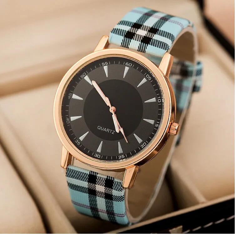 Summer new breathe sweet Plaid Ribbon minimalist chassis ladies wristwatch women watch quartz Dress Watch Leather Strap