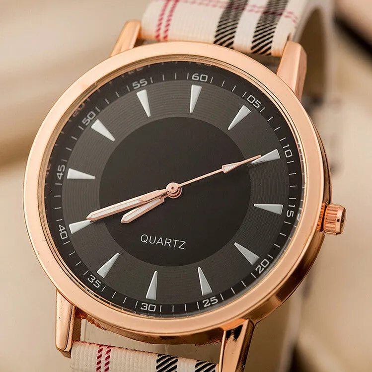Summer new breathe sweet Plaid Ribbon minimalist chassis ladies wristwatch women watch quartz Dress Watch Leather Strap
