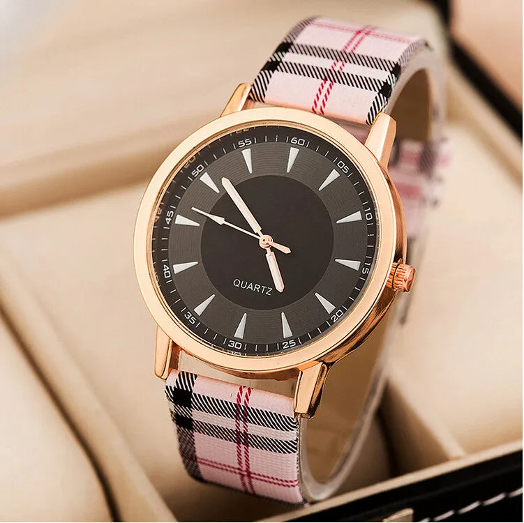 Summer new breathe sweet Plaid Ribbon minimalist chassis ladies wristwatch women watch quartz Dress Watch Leather Strap
