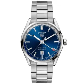 TAG Heuer Carrera Calibre 7 Twin Time Automatic Men's Blue Dial Watch, 41mm