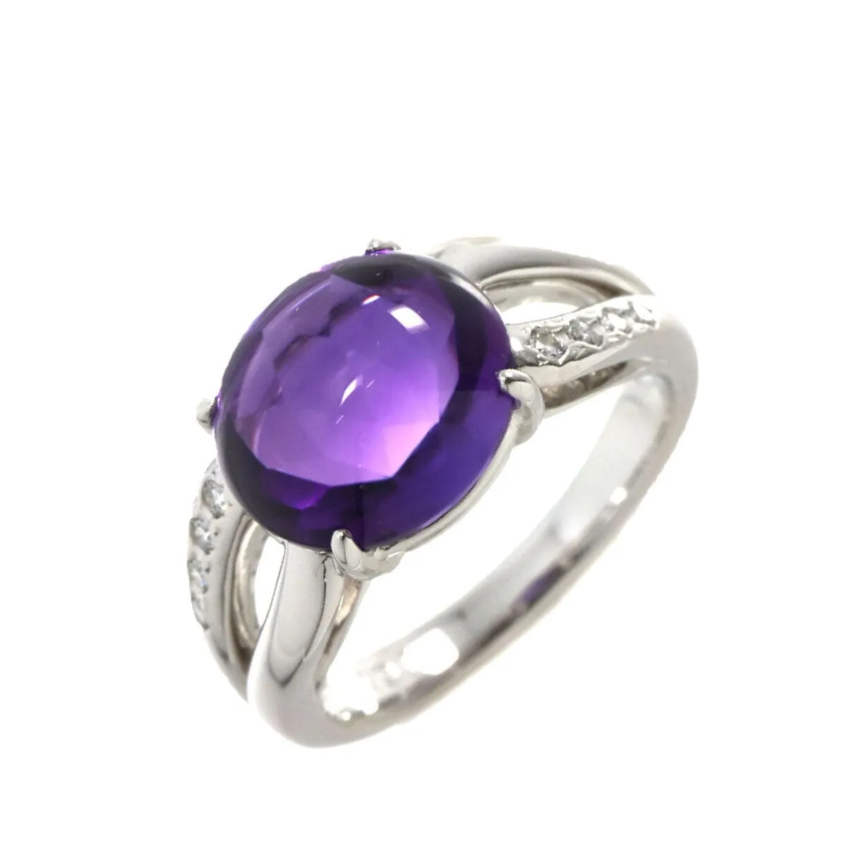 Tasaki Amethyst 4.95ct Diamond 0.07ct Ring 18K WG 750 5.75-6(US) 90220964