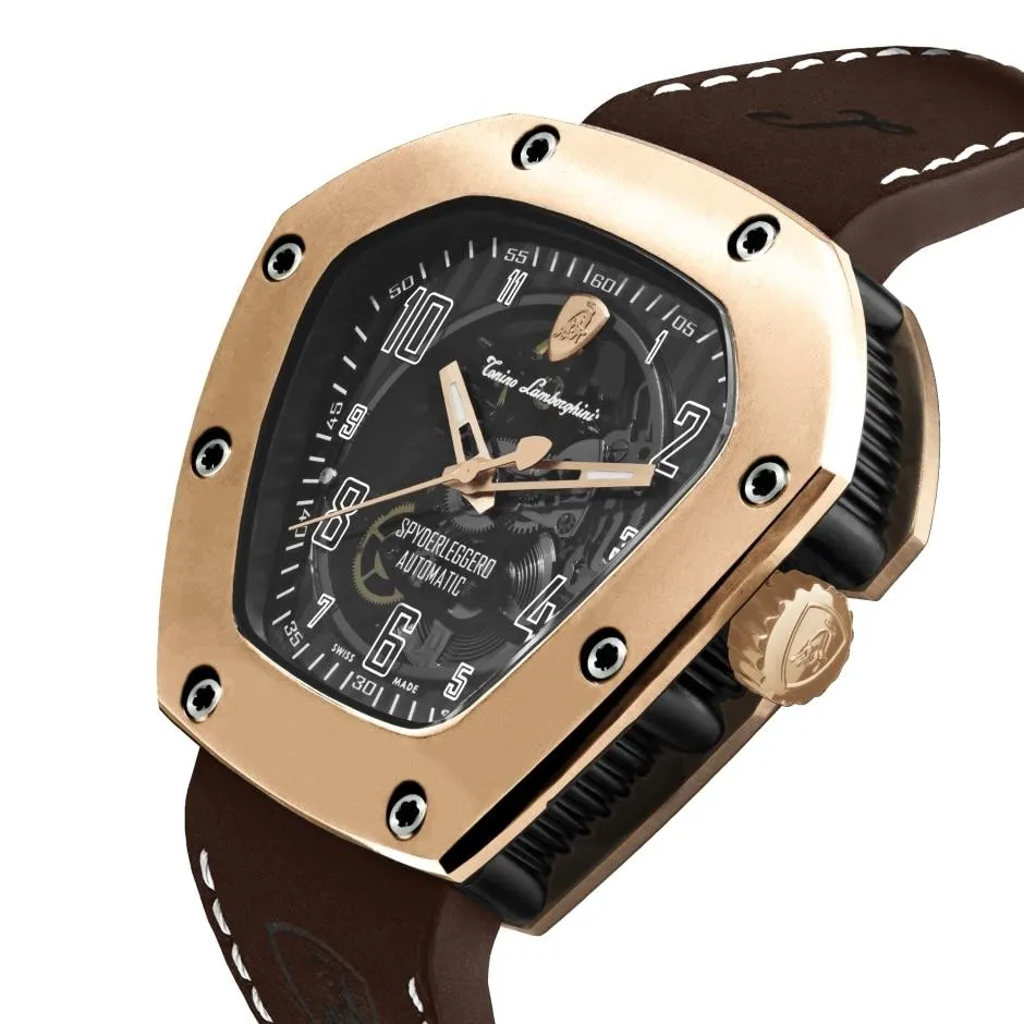 Tonino Lamborghini Spyderleggero Skeleton Watch TLF-T06-5 IP Rose Gold