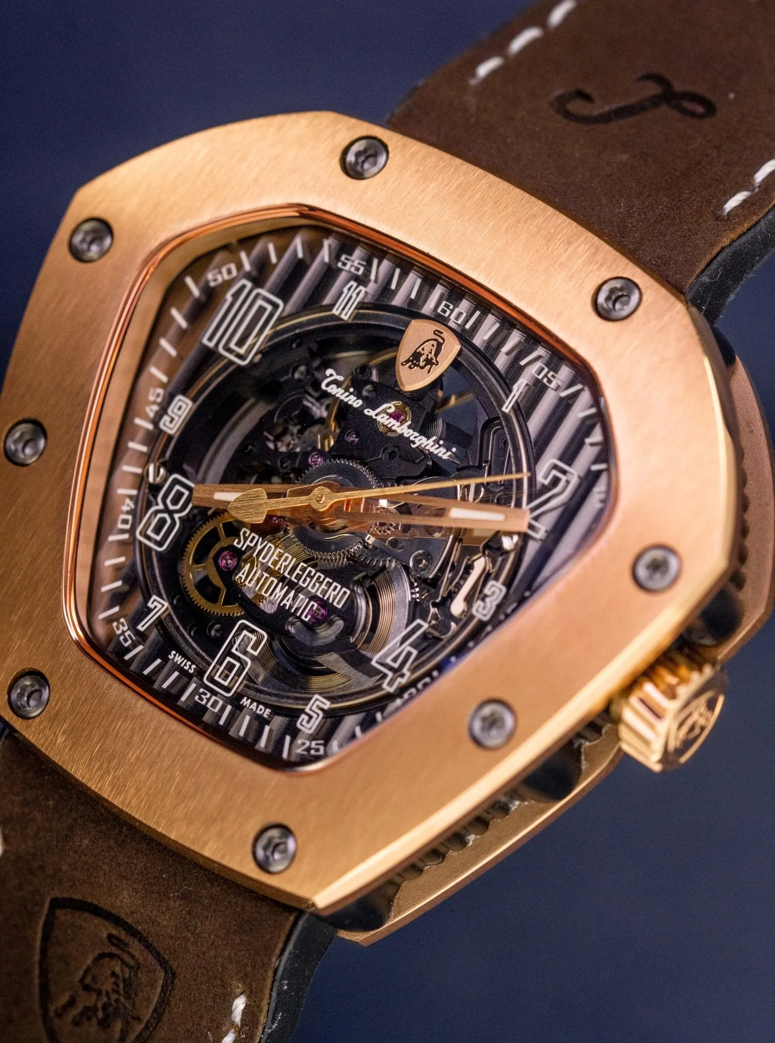 Tonino Lamborghini Spyderleggero Skeleton Watch TLF-T06-5 IP Rose Gold