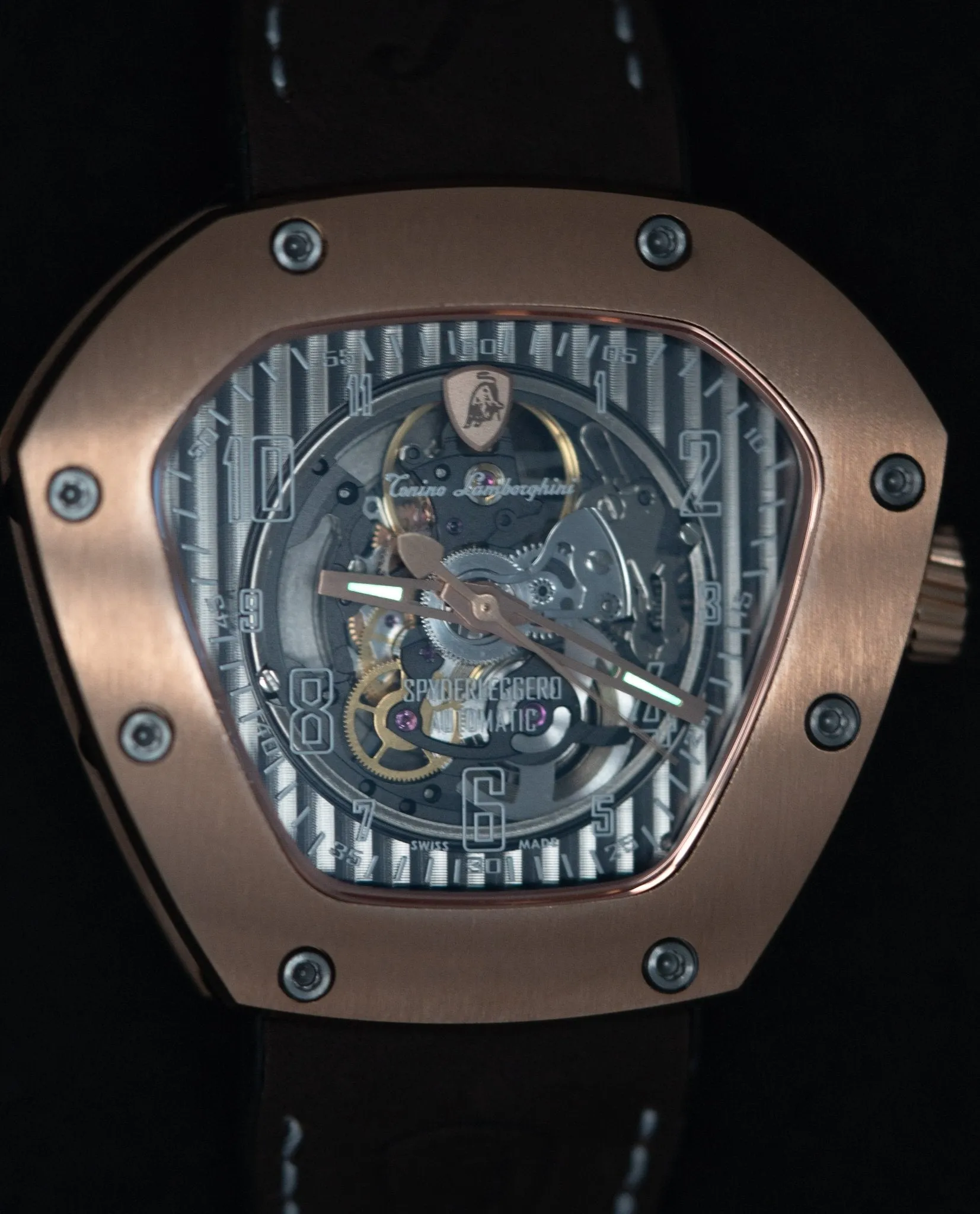 Tonino Lamborghini Spyderleggero Skeleton Watch TLF-T06-5 IP Rose Gold