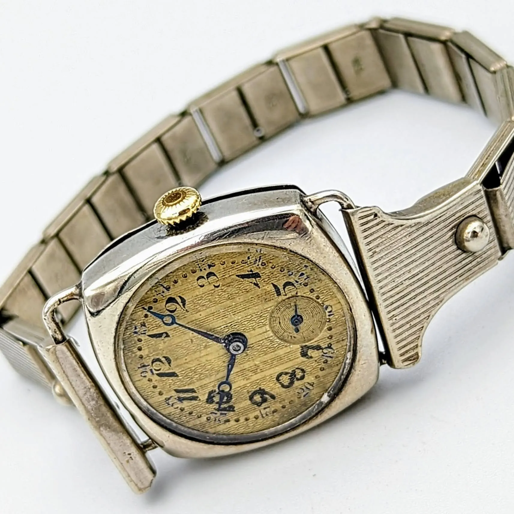 Vintage BREVET Wristwatch Guilloche 24 Hour Dial Sub Second Vintage Bracelet Watch