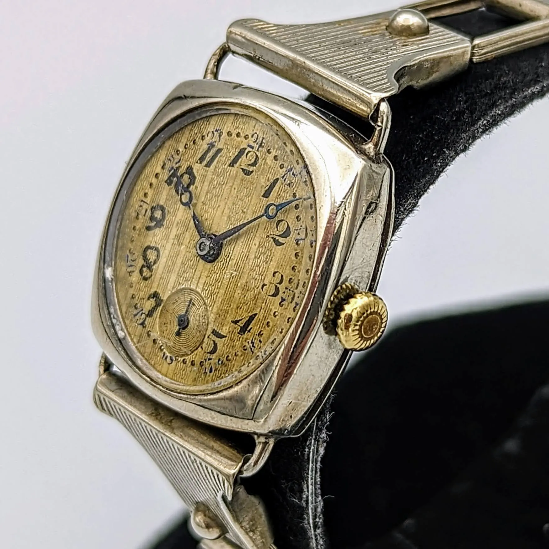 Vintage BREVET Wristwatch Guilloche 24 Hour Dial Sub Second Vintage Bracelet Watch