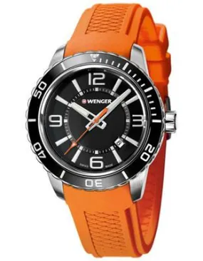 Wenger Mens Roadster - Orange Silicone Strap - Black Dial - Date - 100m
