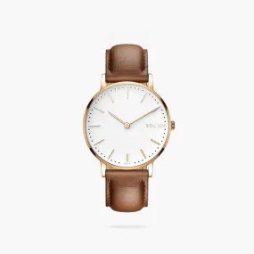 White   Rose Gold Solar Classic (Brown Eco Vegan Leather)