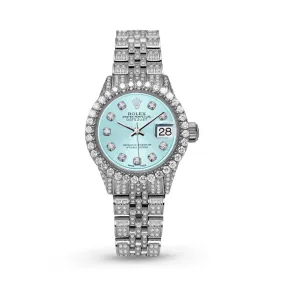 Women's Rolex Datejust Diamond Bezel Watch 26mm Ice Blue Dial | 6.20ct