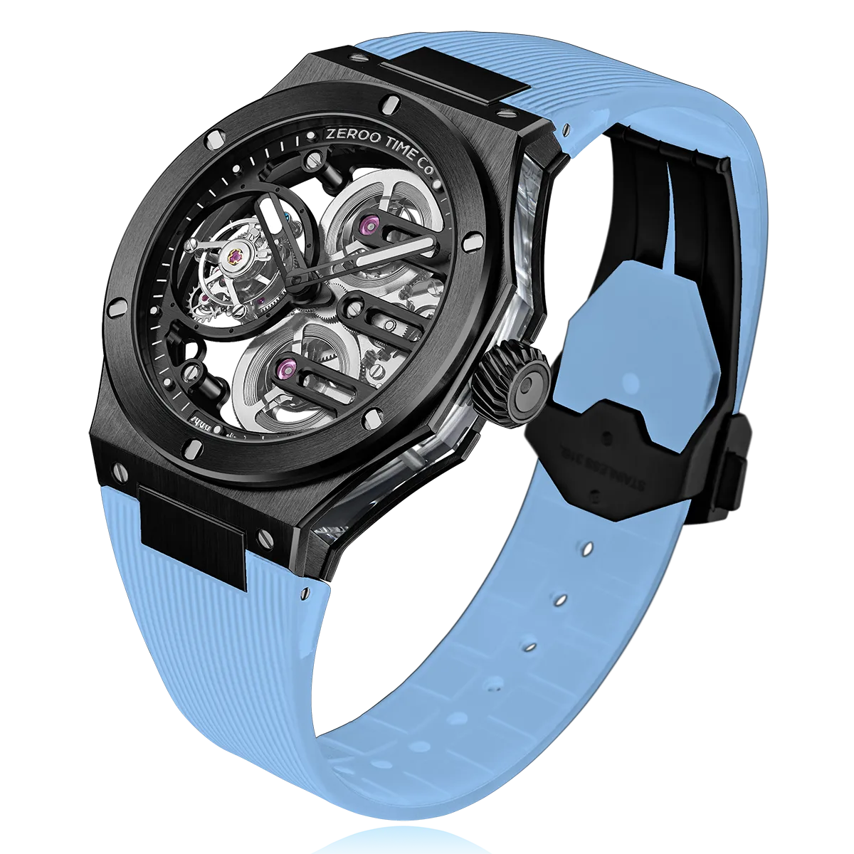 ZEROO T8 THE ORION FULL SKELETON TOURBILLONMANUAL TOURBILLON WATCH FOR GENTS - ZT008BBLB